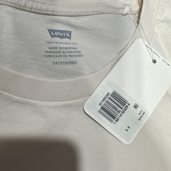 Levi's Womens Perfect Logo Short-Sleeve T-Shirt Top Plus Size 3X Beige Tee - Picture 9 of 11